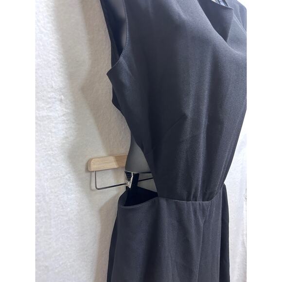 Zara Cut Out Jumpsuit L Blk Side Zipper Wide Leg Tie Back Sleeveless Modern Chic - Picture 3 of 10